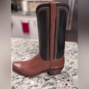 Lucchese Tan and Black Calf Boots